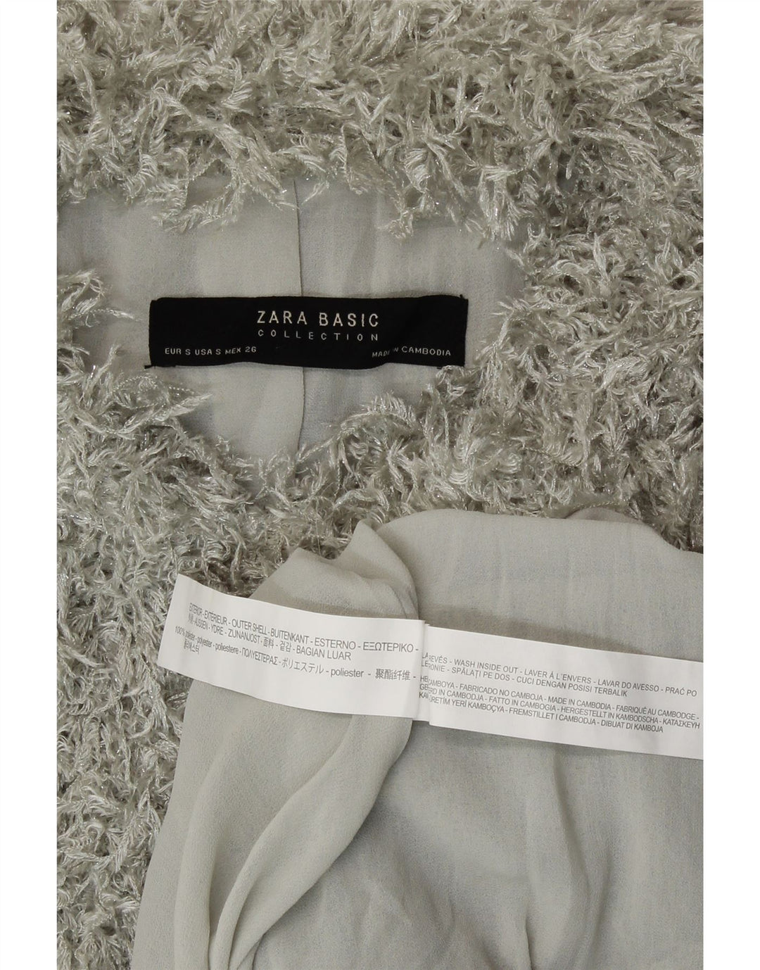 Zara Γυναικείο Μπουφάν από Faux Fur Crop UK 10 Small Grey Polyester