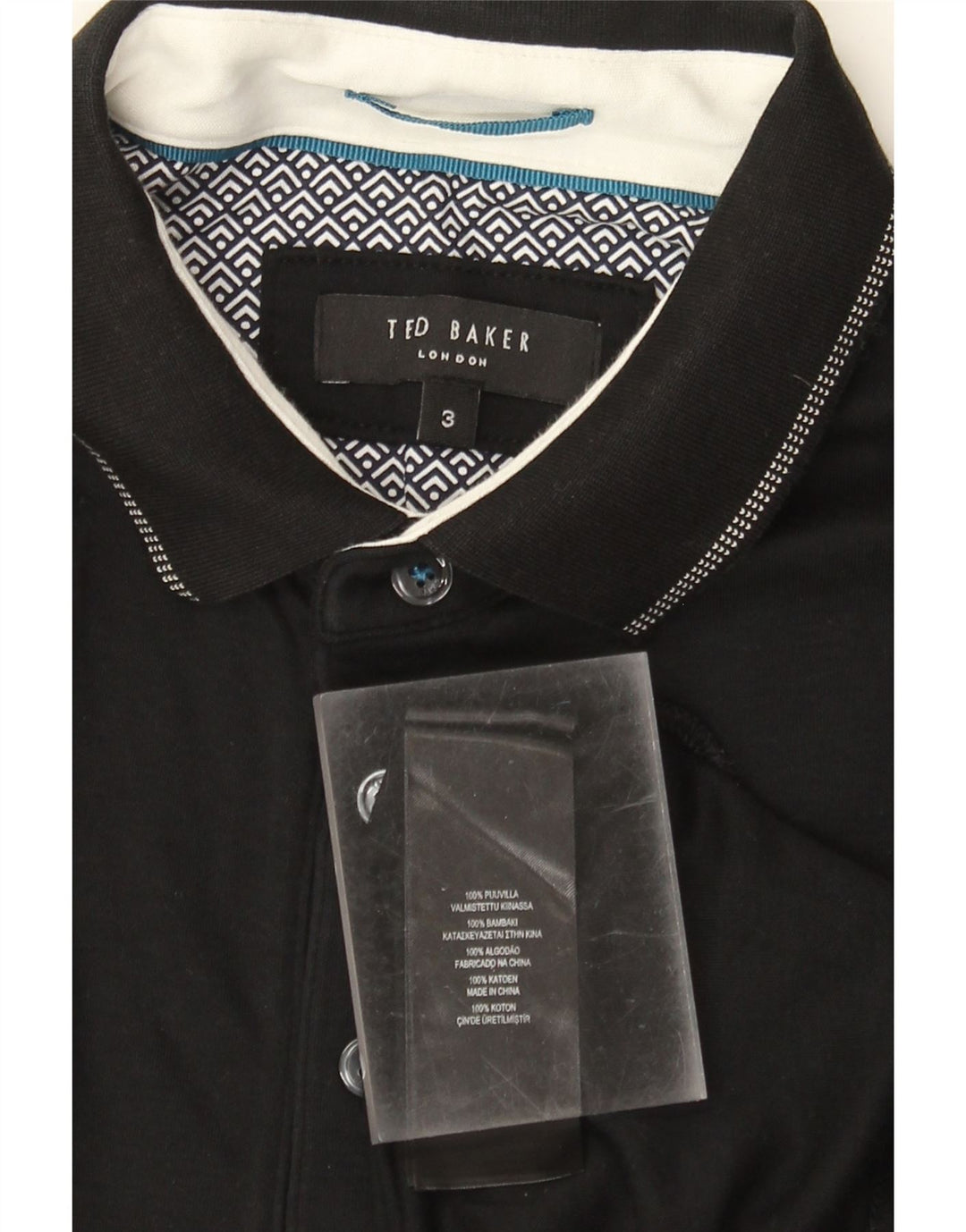 Ανδρικό μπλουζάκι πόλο Ted Baker Νούμερο 3 Μεσαίο μαύρο βαμβακερό