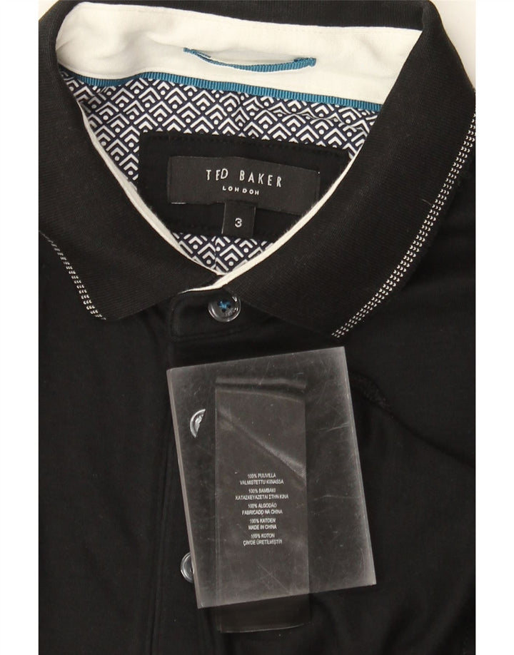 Ανδρικό μπλουζάκι πόλο Ted Baker Νούμερο 3 Μεσαίο μαύρο βαμβακερό