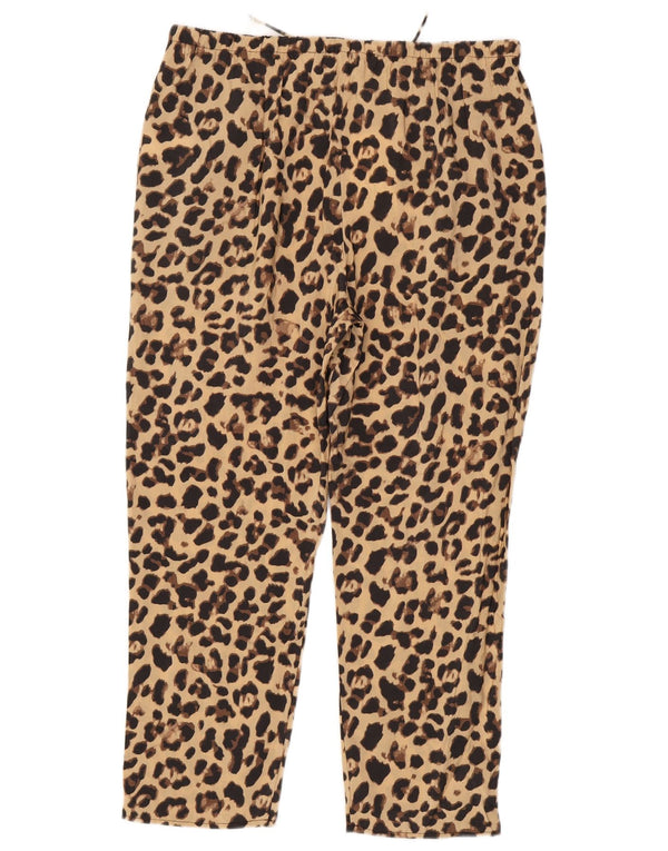 Zara Γυναικείο Cropped Παντελόνι Large W30 L25 Brown Animal Print Modal