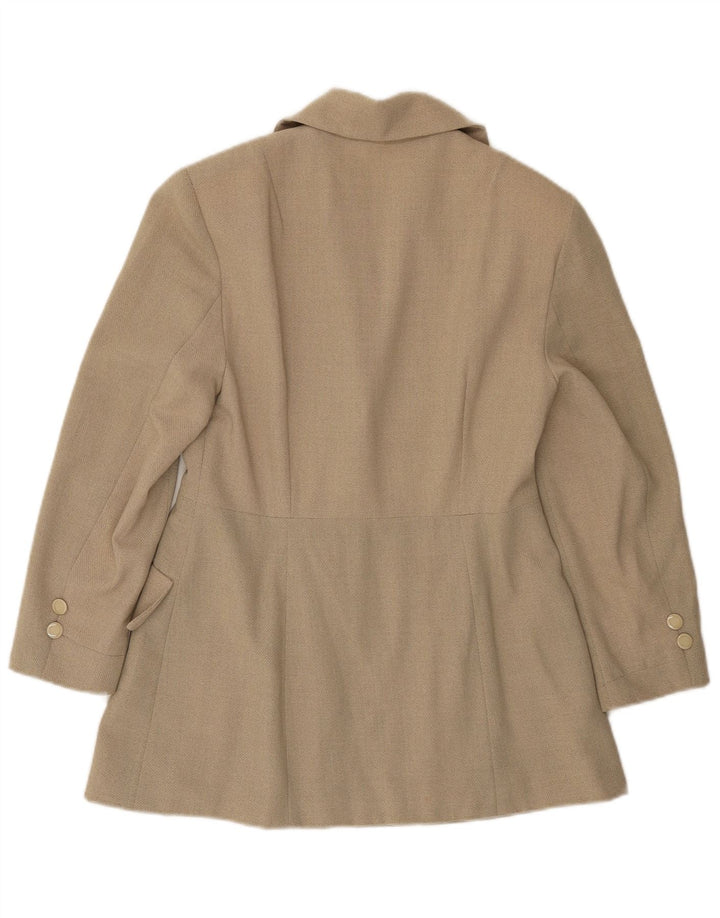 Vintage γυναικείο μπουφάν με 3 κουμπιά 3/4 μανίκια UK 12 Medium Beige