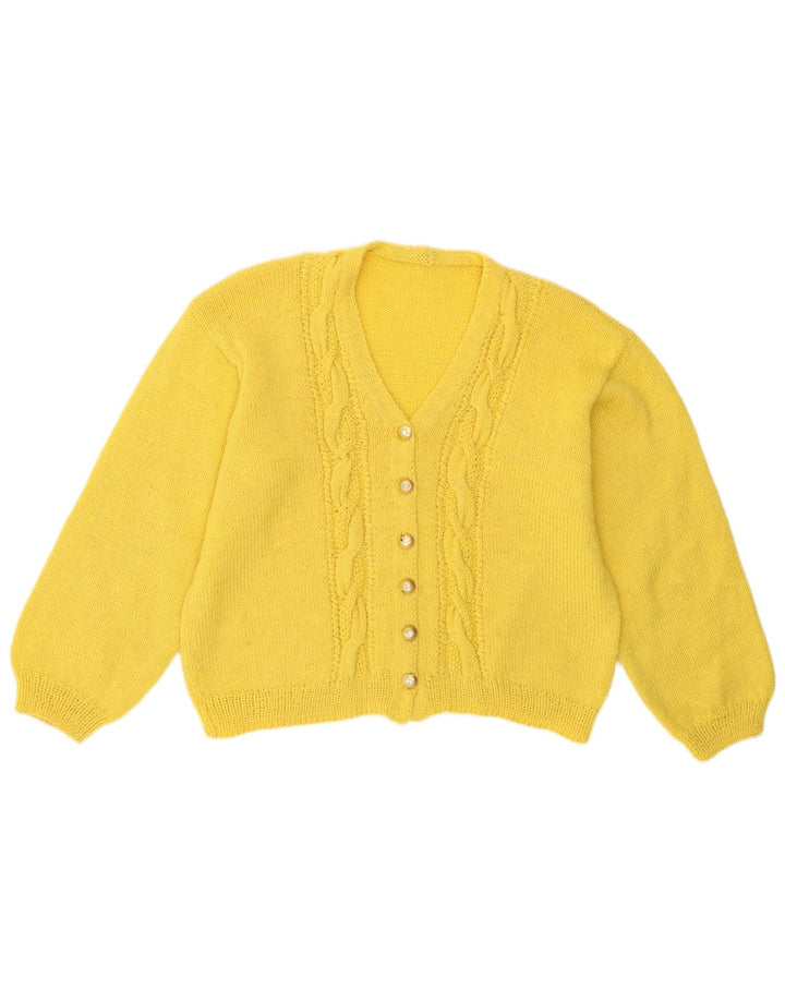 Vintage γυναικείο Crop Cardigan πουλόβερ UK 14 Medium Yellow