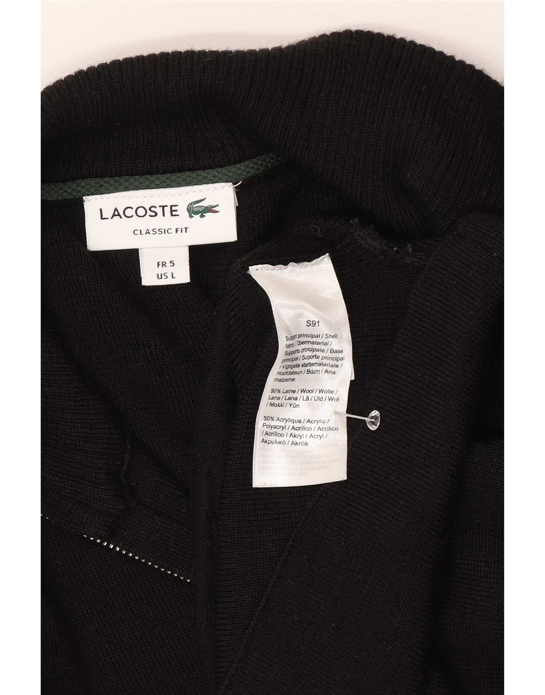 Ανδρικό πουλόβερ ζακέτα Lacoste Classic Fit Μέγεθος 5 Μεγάλο Μαύρο Μαλλί