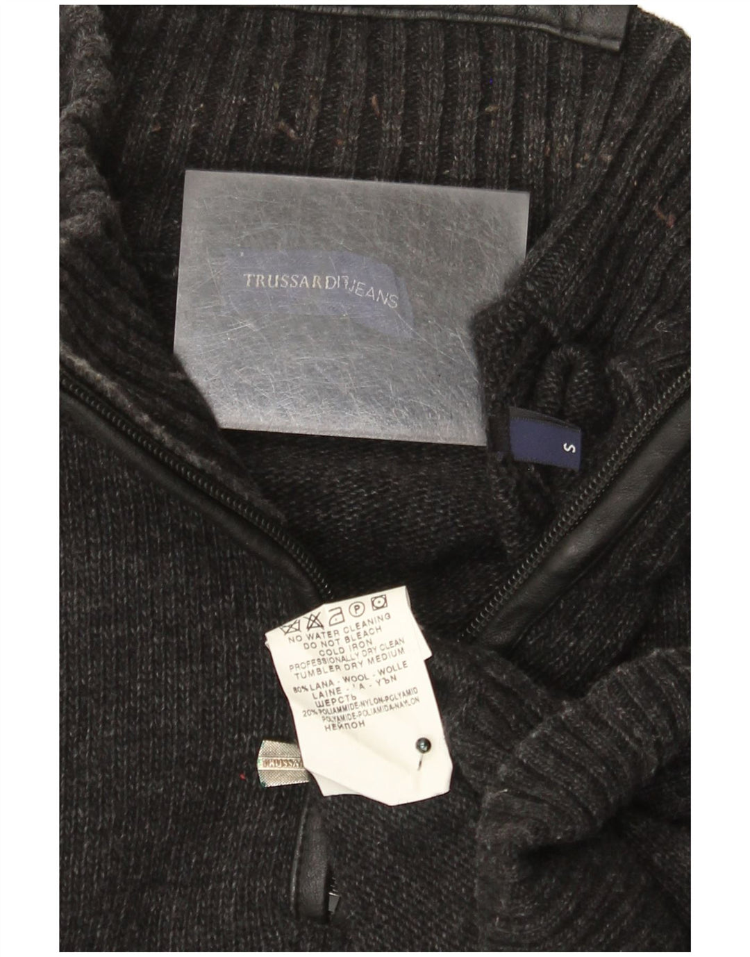 Ανδρικό πουλόβερ με φερμουάρ Trussardi Jeans Μικρό Γκρι Μαλλί