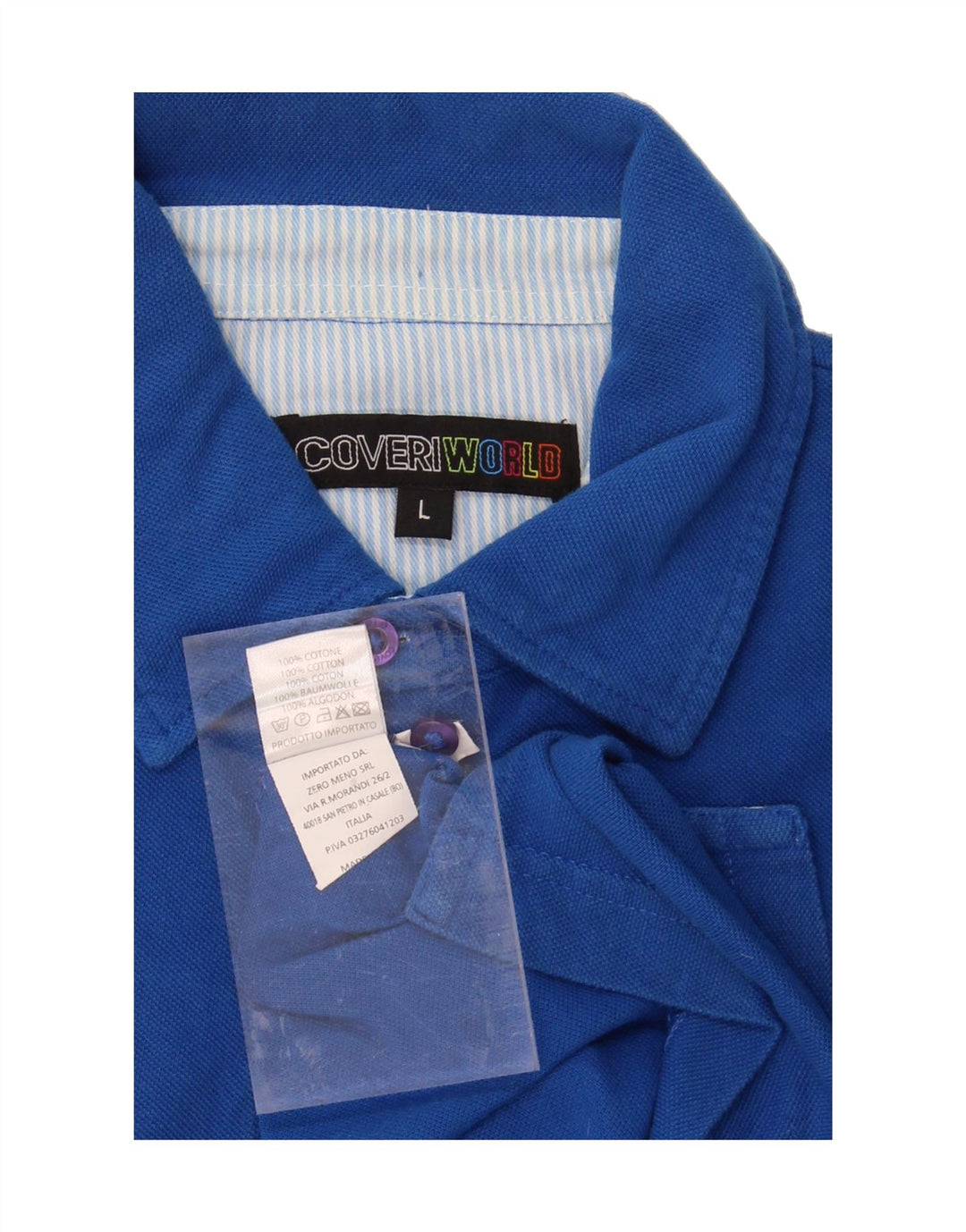COVERI Mens Polo Shirt Large Blue Cotton Vintage Coveri and Second-Hand Coveri from Messina Hembry 