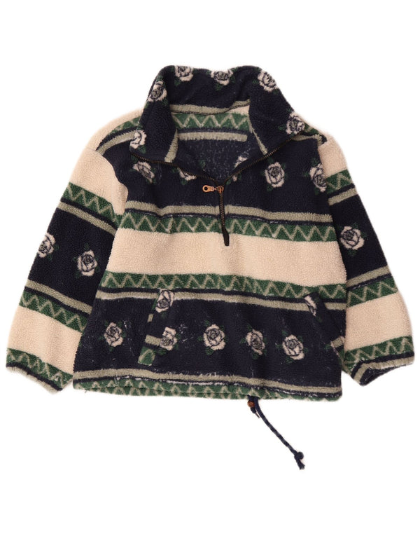 Vintage γυναικείο φερμουάρ Fleece Jumper UK 18 XL Πολύχρωμο Floral