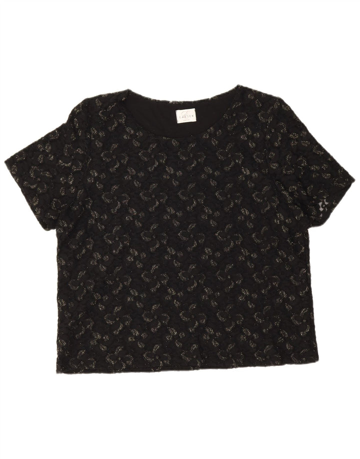 Eastex Γυναικεία Μπλούζα Τοπ UK 16 Large Black Floral Polyamide