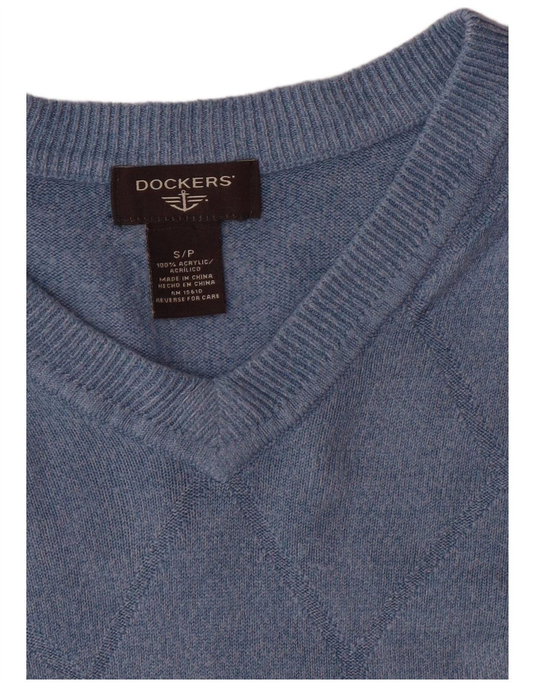 Dockers Ανδρικό πουλόβερ με λαιμόκοψη με λαιμόκοψη μικρό μπλε Argyle/Ακρυλικό διαμάντι
