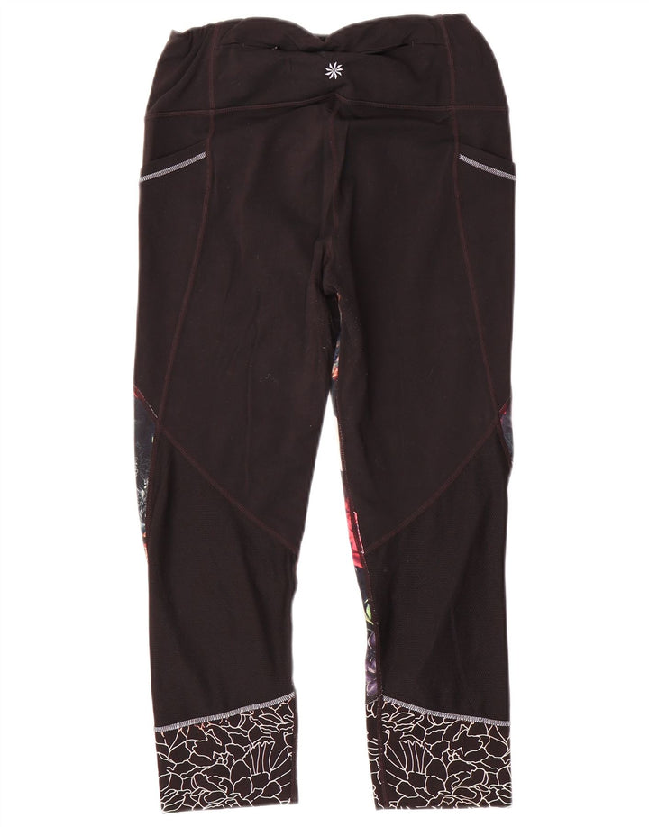 Athleta Γυναικεία Crop Leggings UK 14 Medium Black Floral Polyester