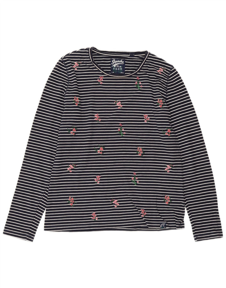 SUPERDRY Γυναικείο μακρυμάνικο 10 μικρό βαμβακερό μπλε ναυτικό ριγέ