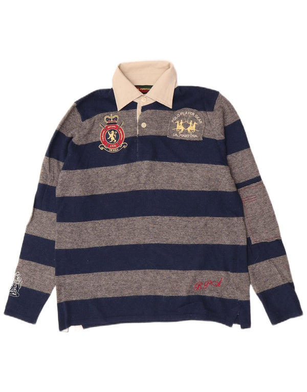 La Martina Boys Graphic Rugby Polo shirt 11-12 Years Navy Blue ριγέ