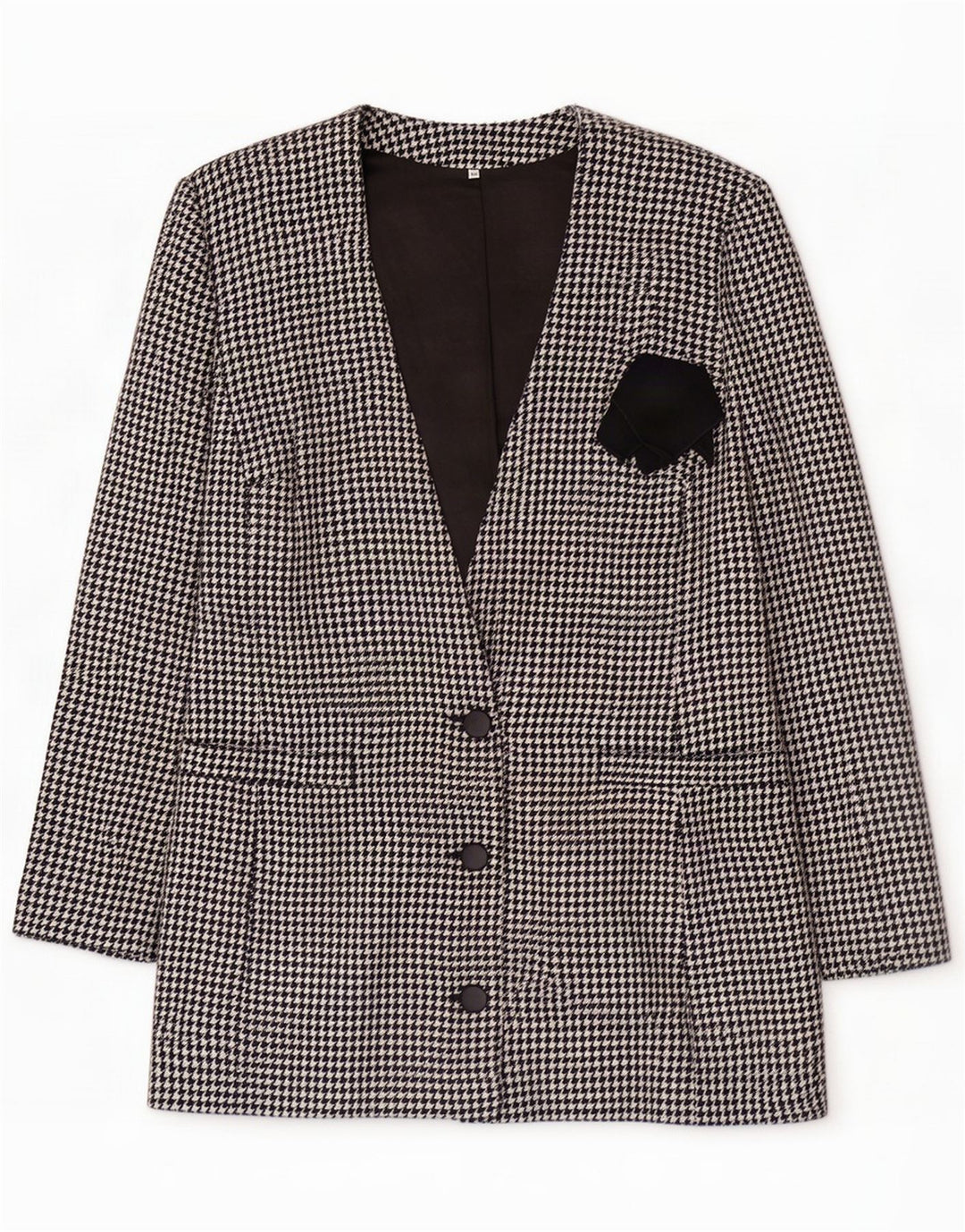 Vintage Womens 3 Button Blazer Jacket IT 44 Medium Black Houndstooth
