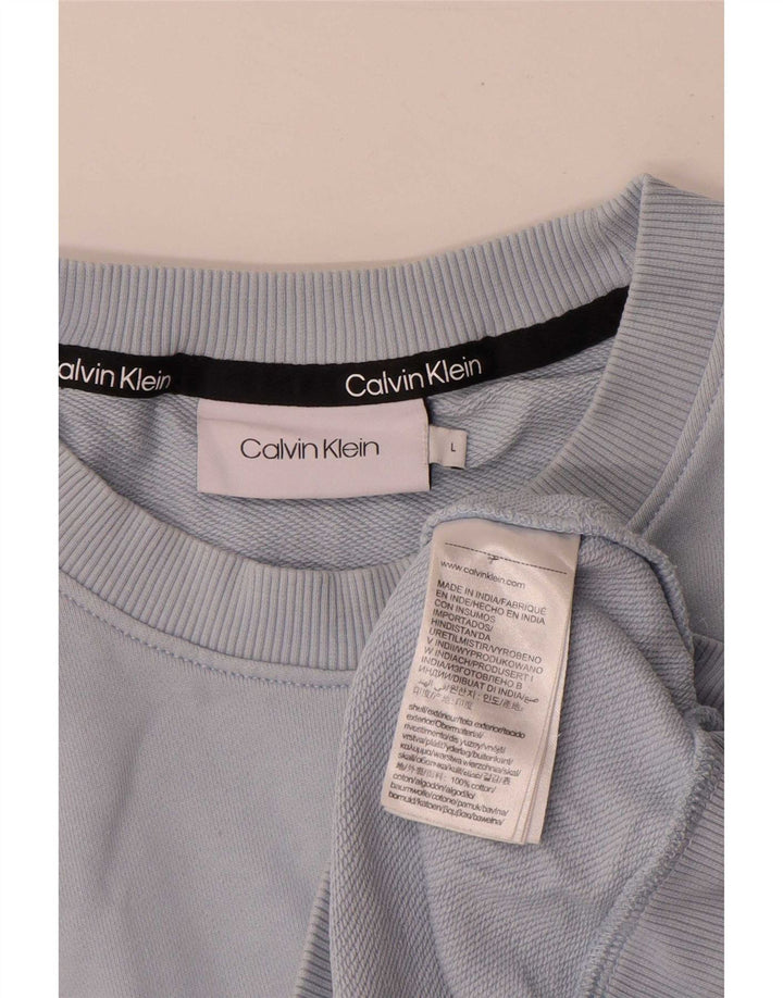 Γραφικό ανδρικό φούτερ Calvin Klein Jumper μεγάλο μπλε βαμβακερό