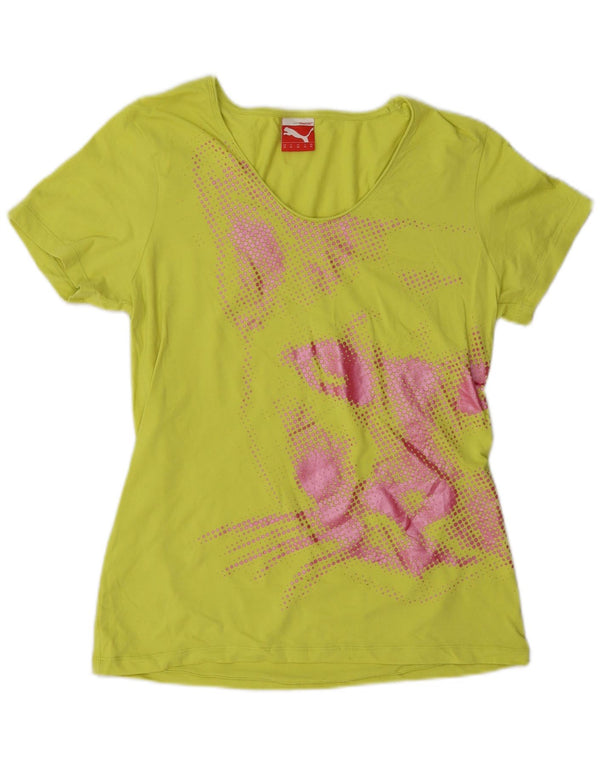 Γυναικείο γραφικό μπλουζάκι Puma Top UK 16 Large Yellow
