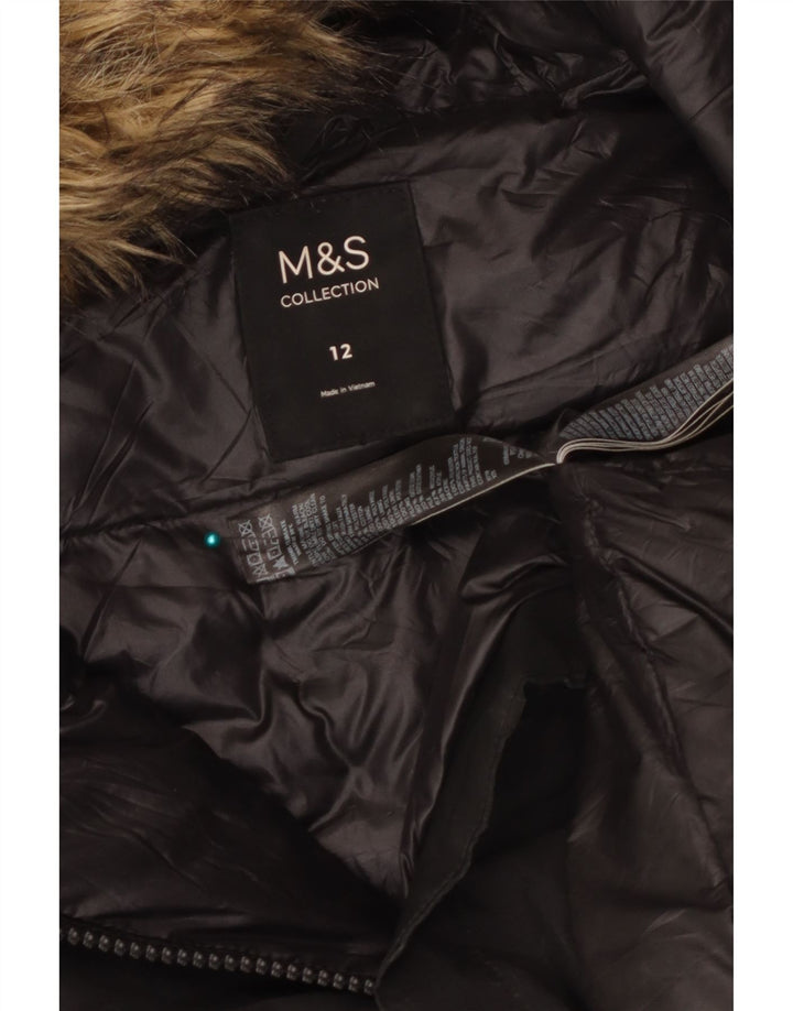 Marks & Spencer Γυναικείο πανωφόρι με κουκούλα UK 12 Μεσαίου Μαύρου Πολυεστέρα