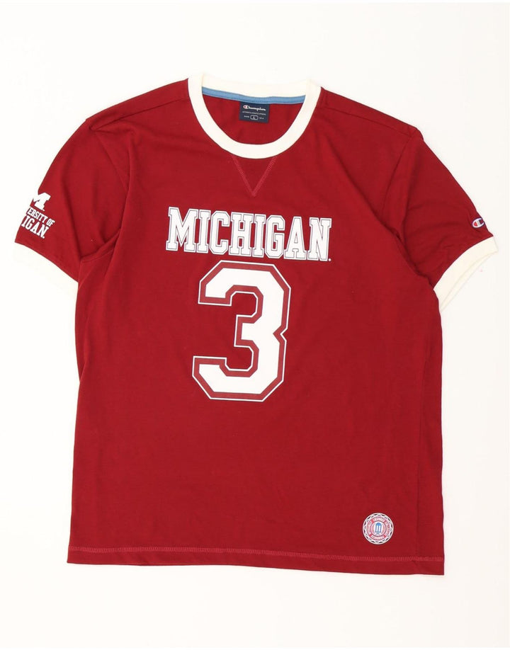 CHAMPION Ανδρικό γραφικό T-Shirt Michigan Top Large Burgundy