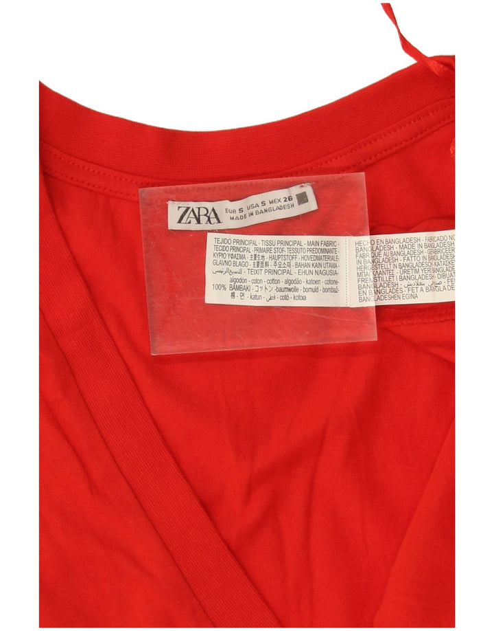 Zara Γυναικείο T-Shirt Top UK 10 Small Red Cotton