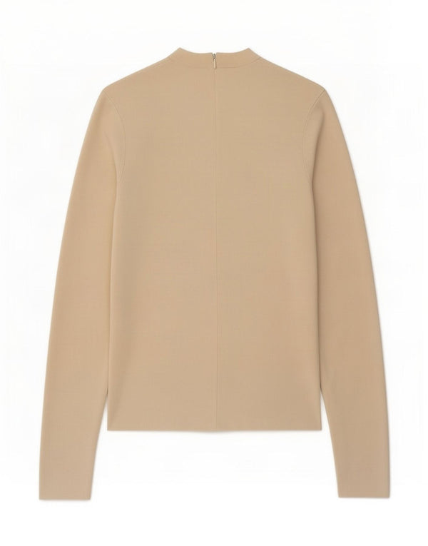 Zara Womens Crop Top Long Sleeve UK 14 Large Beige Viscose
