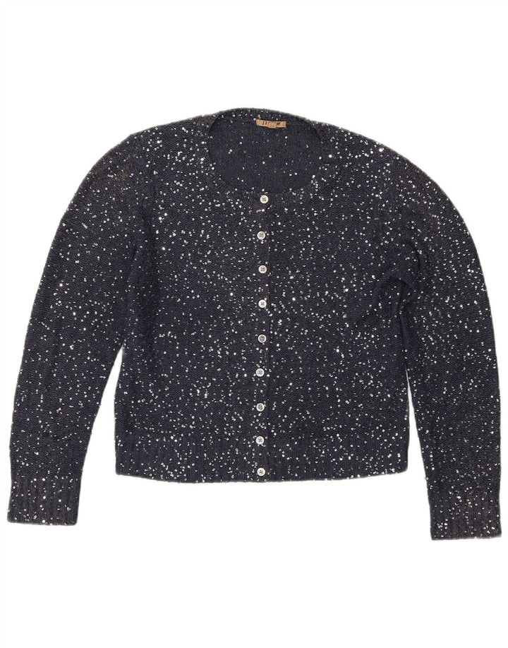 JIGSAW Γυναικείο Crop Cardigan πουλόβερ UK 12 Medium Navy Blue Polyester