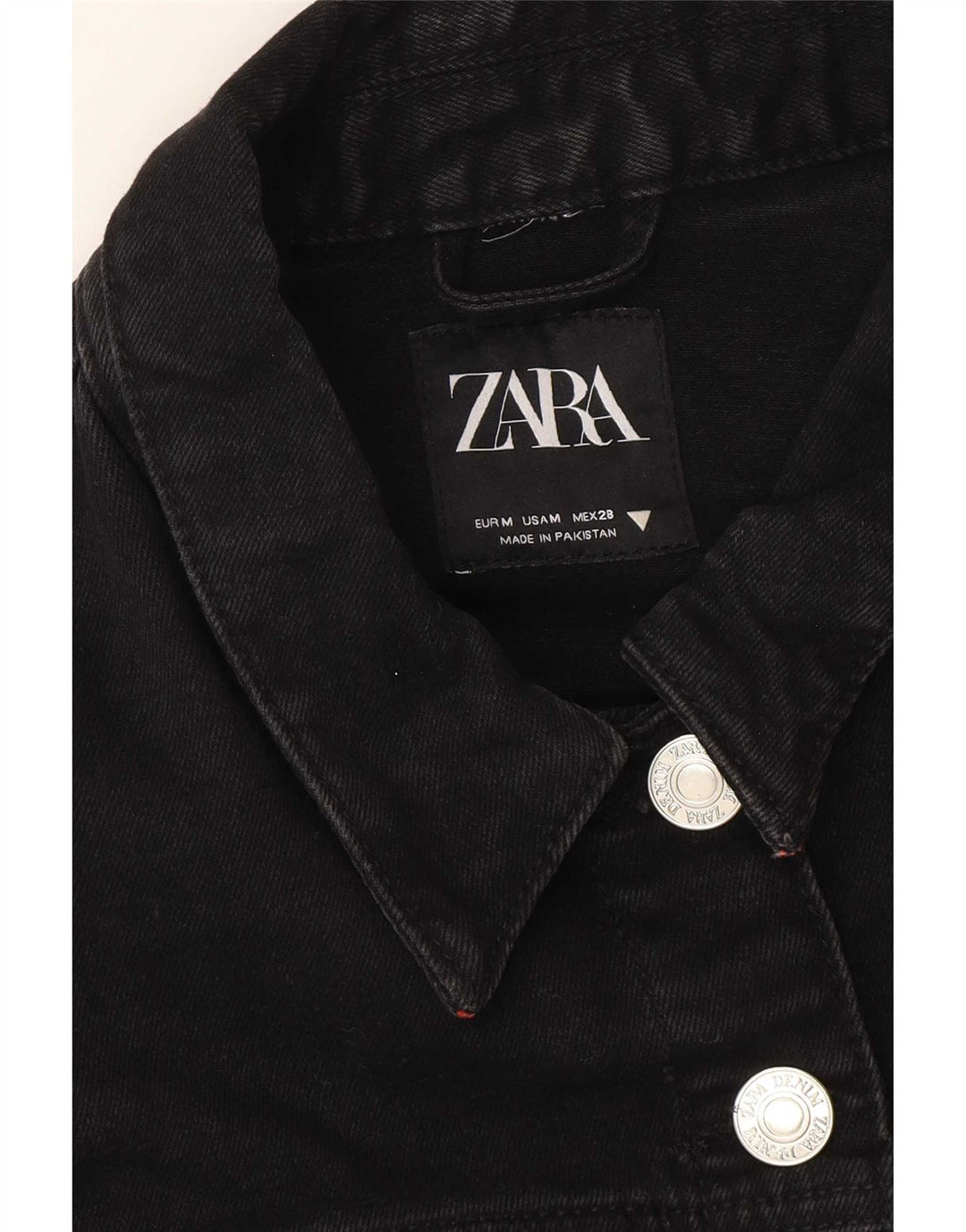 Zara Γυναικείο Crop Oversized Τζιν μπουφάν UK 14 Medium Black