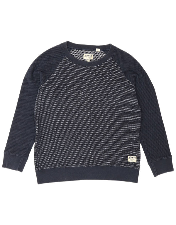 Jack Wills Womens Sweatshirt Jumper UK 12 Medium Navy Blue Flecked Cotton