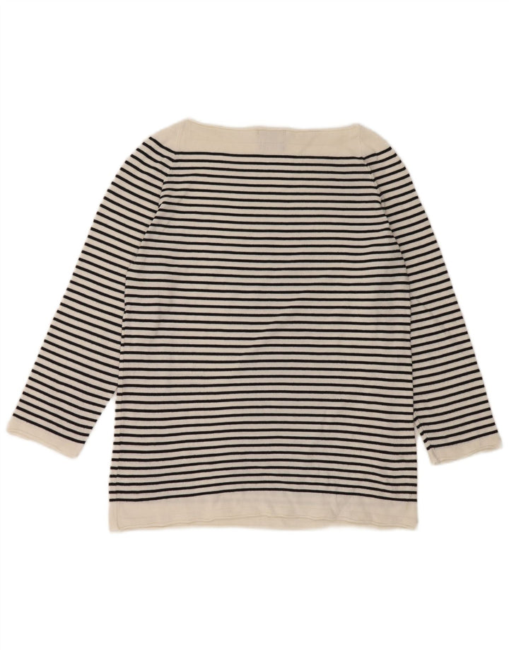 Massimo Dutti γυναικείο τοπ 3/4 με μανίκια UK 12 μεσαία λευκά ριγέ ναυτικά