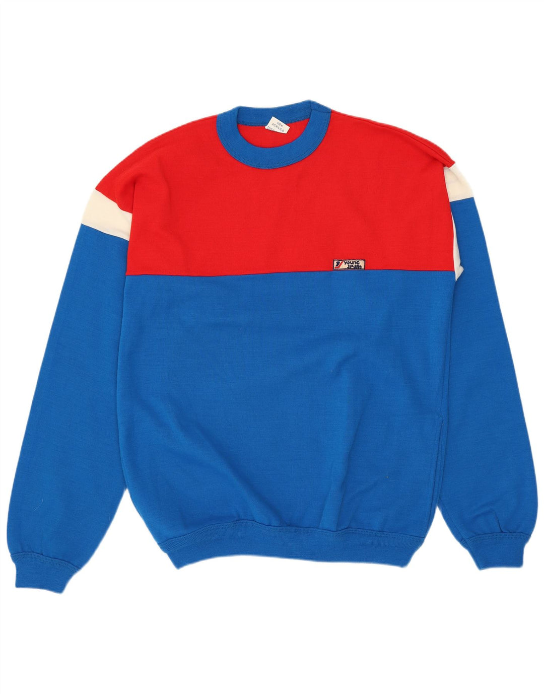 Ανδρικό πουλόβερ με λαιμόκοψη VINTAGE με μεσαίο μπλε χρώμα, ακρυλικό