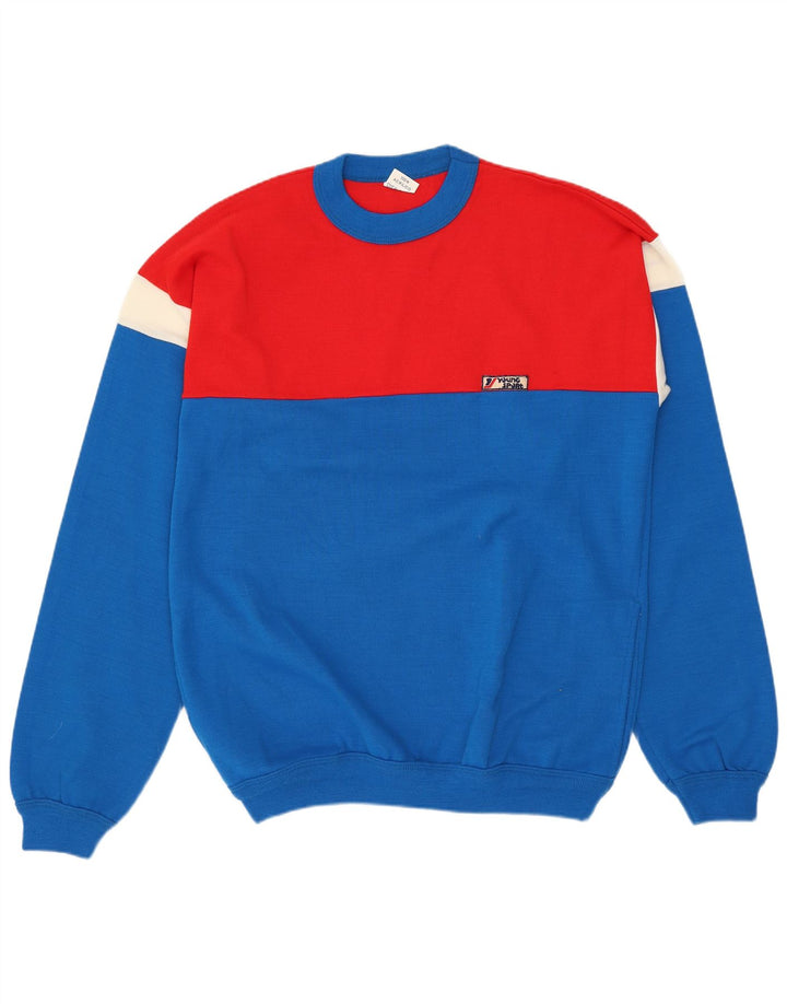 Ανδρικό πουλόβερ με λαιμόκοψη VINTAGE με μεσαίο μπλε χρώμα, ακρυλικό