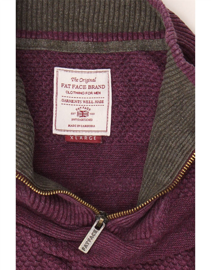 FAT FACE Mens Zip Neck Jumper Sweater XL Purple Vintage Fat Face and Second-Hand Fat Face from Messina Hembry 