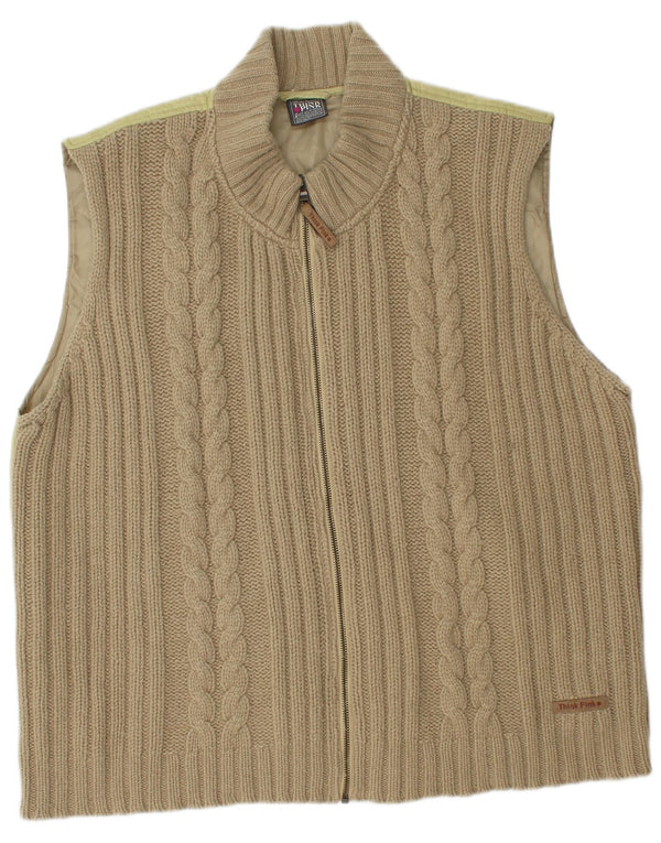 Ανδρικό Αμάνικο Ζακέτα Think Pink IT 56 XL Khaki Lambswool