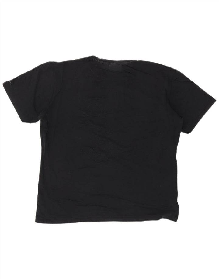 TRUSSARDI JEANS Ανδρικό γραφικό T-Shirt Top Μεσαίο μαύρο βαμβακερό