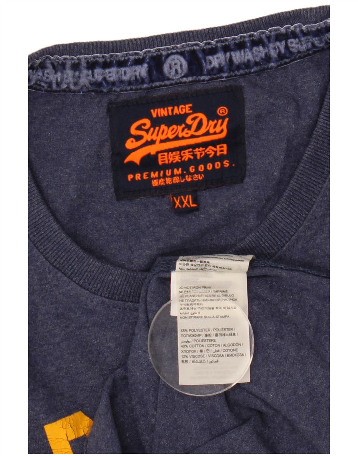Ανδρικό γραφικό T-Shirt Superdry Top 2XL Navy Blue Polyester