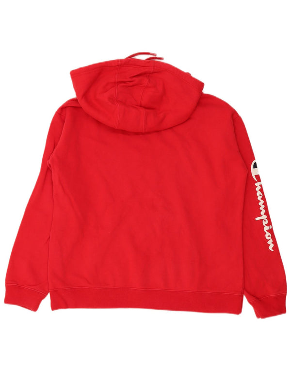 Champion Womens Graphic Oversized Hoodie Jumper UK 10 Small Red Cotton