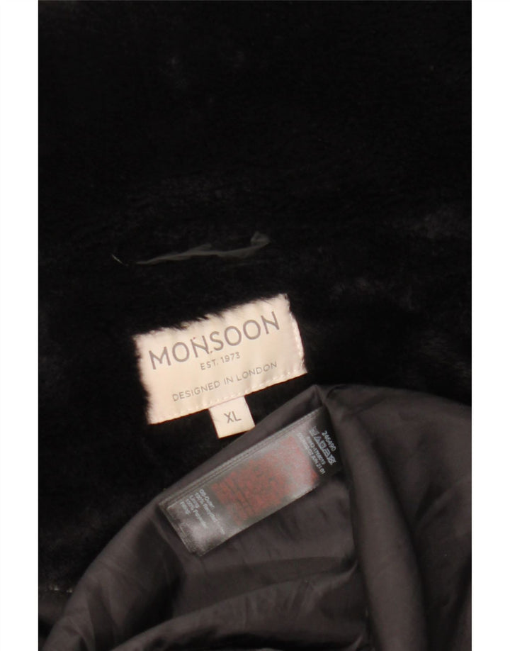 MONSOON Γυναικείο παλτό με επένδυση UK 18 XL μαύρο νάιλον