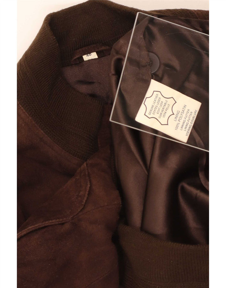 Vintage Ανδρικό Suede Bomber Jacket IT 48 Μεσαίο Καφέ Δερμάτινο