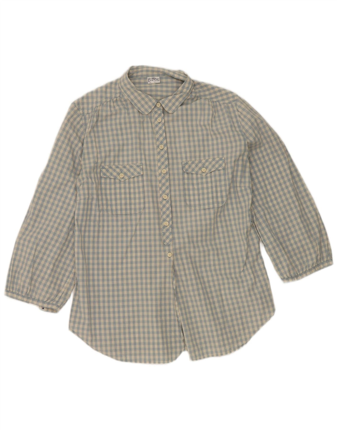 Levi's γυναικείο πουκάμισο 3/4 μανίκι UK 16 μεγάλο μπλε βαμβακερό Gingham