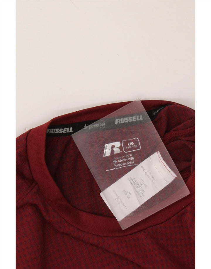 RUSSELL ATHLETIC Boys Dri-Power Μακρυμάνικο Μπλουζάκι 10-11 ετών Large Maroon