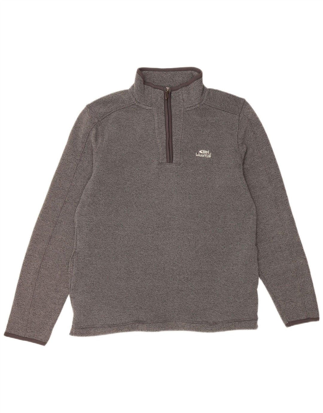 WEIRD FISH Mens Zip Neck Sweatshirt Jumper XL Grey Polyester