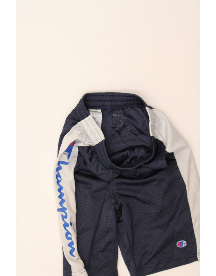 CHAMPION Boys Sport Shorts 10-11 Years Medium Navy Blue Colourblock Vintage Champion and Second-Hand Champion from Messina Hembry 