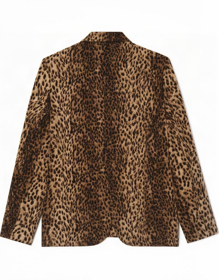 Zara Γυναικείο μπουφάν 1 κουμπιού blazer UK 14 Large Brown Animal Print Polyester
