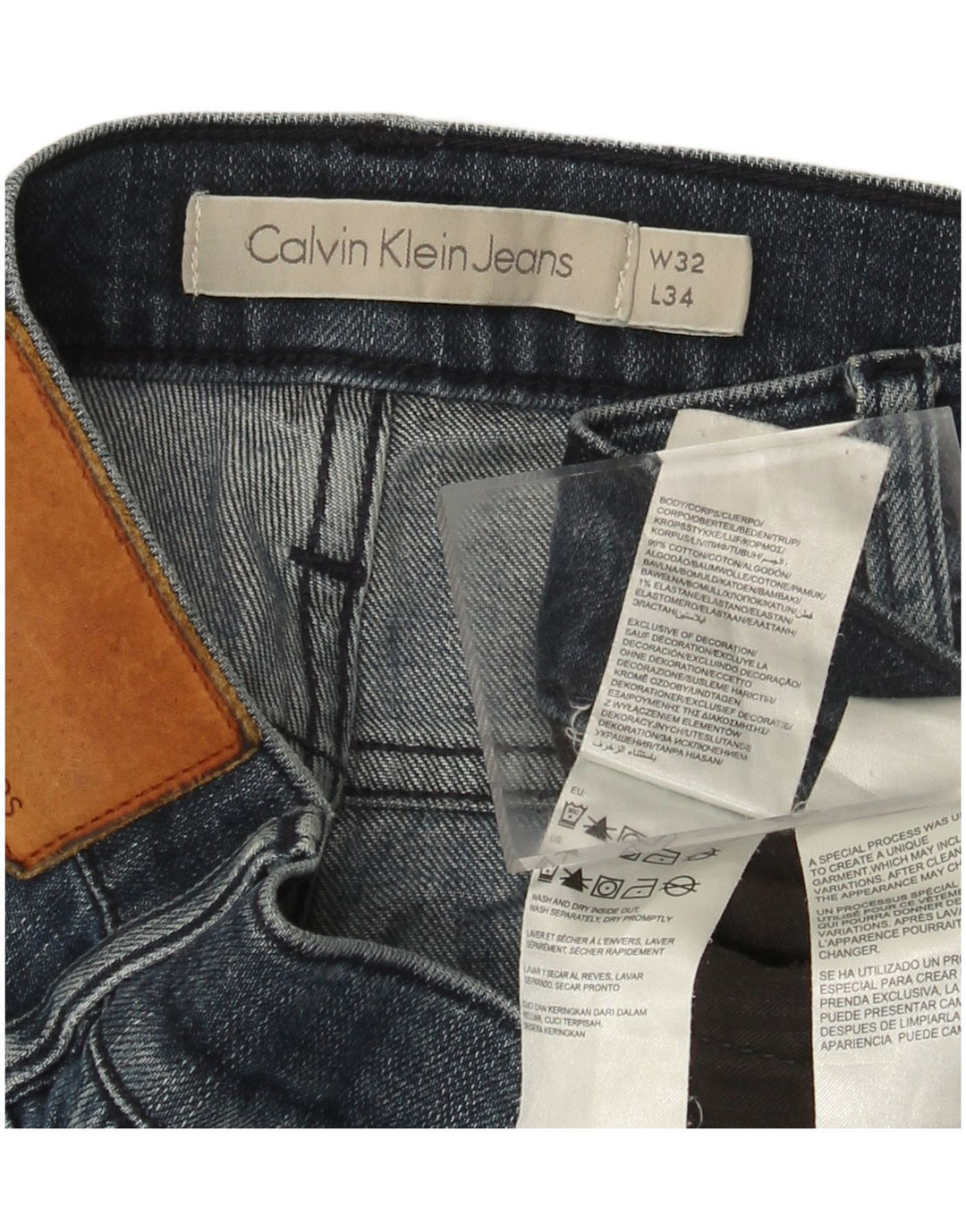 CALVIN KLEIN Ανδρικό τζιν Distressed Slim W32 L34 Μπλε βαμβακερό