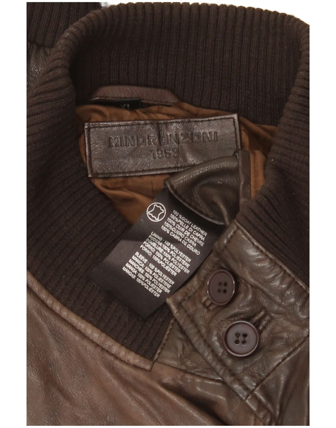 Minoronzoni 1953 Ανδρικό Δερμάτινο Μπουφάν UK 42 XL Καφέ Δερμάτινο