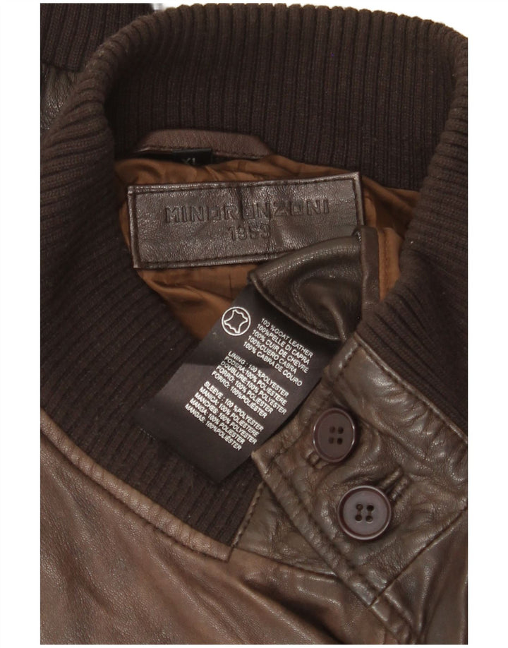 Minoronzoni 1953 Ανδρικό Δερμάτινο Μπουφάν UK 42 XL Καφέ Δερμάτινο