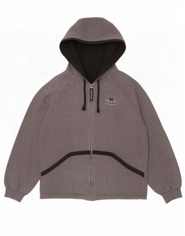 Kappa Mens Graphic Zip Hoodie Sweater Medium Grey Striped