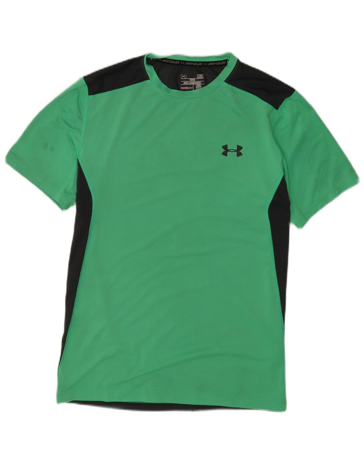 Ανδρικό μπλουζάκι Under Armour Heat Gear Top Medium Green Colourblock Πολυεστέρας