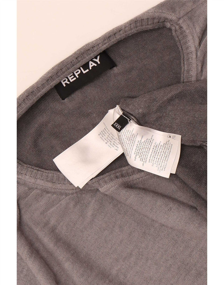Ανδρικό πουλόβερ Replay Crew Neck Jumper 3XL Γκρι βαμβακερό