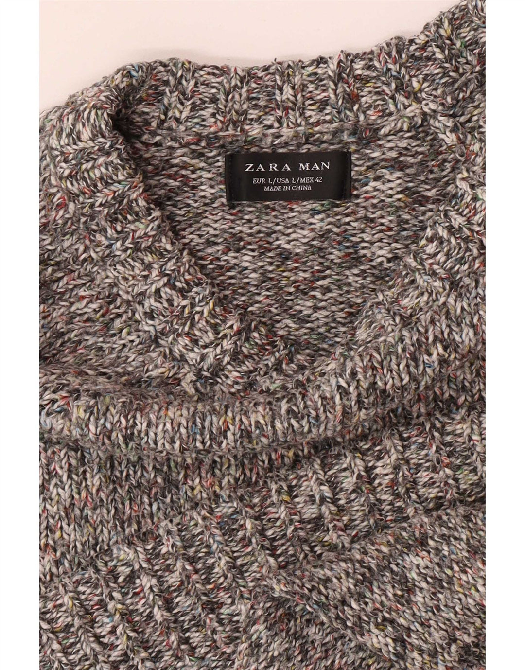 Ανδρικό πουλόβερ Zara Boat Neck Jumper Μεγάλο Γκρι Flecked