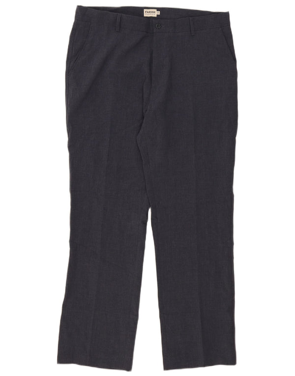 Farah Mens Classic Fit Suit Trousers W38 L31 Navy Blue Polyester