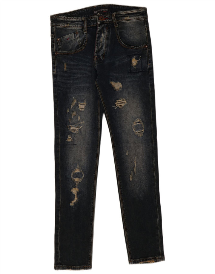 SPITFIRE Mens Distressed Slim Jeans W30 L31 Navy Blue Cotton