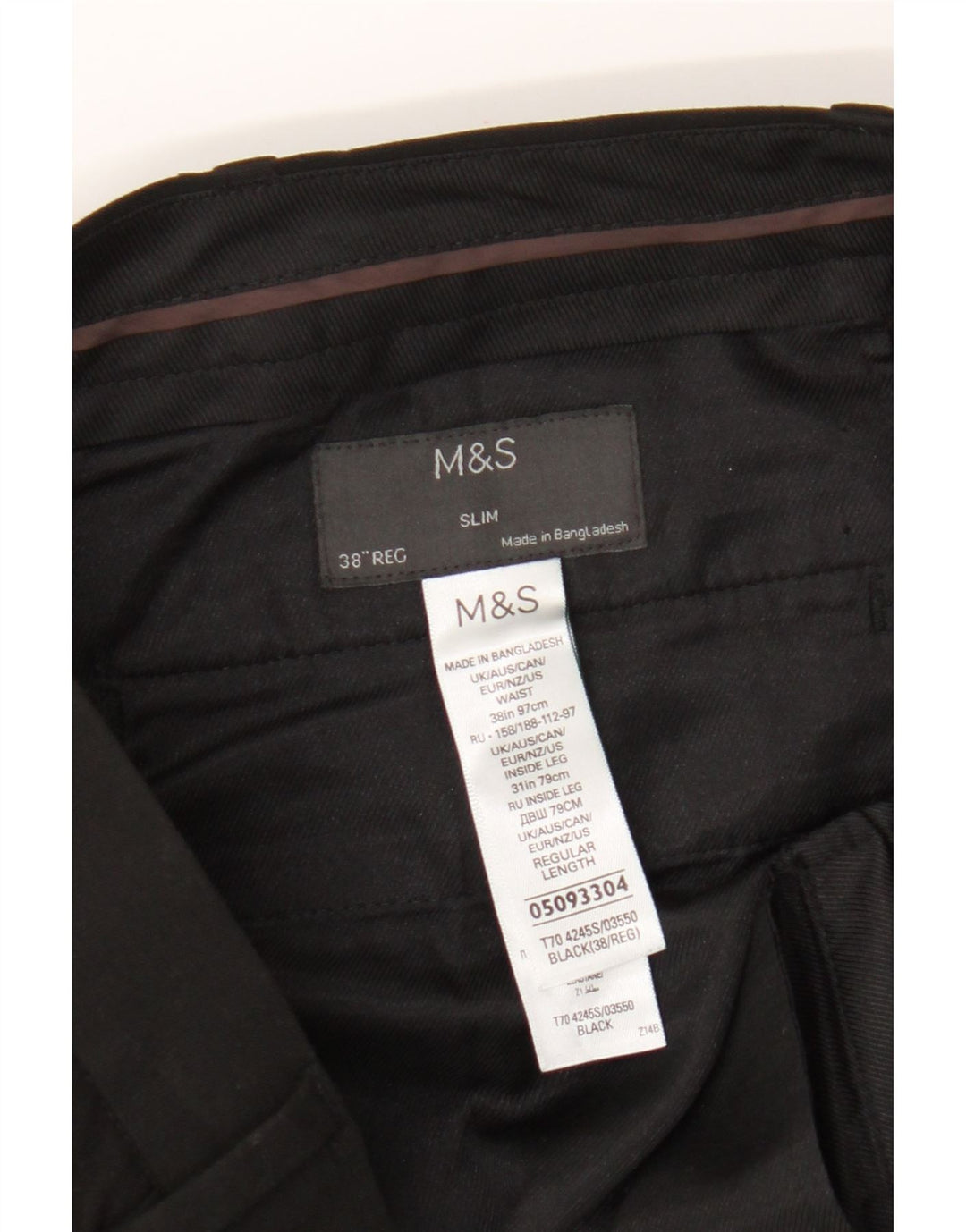 Marks & Spencer Ανδρικό Slim παντελόνι Chino W38 L31 Μαύρο Πολυεστέρας